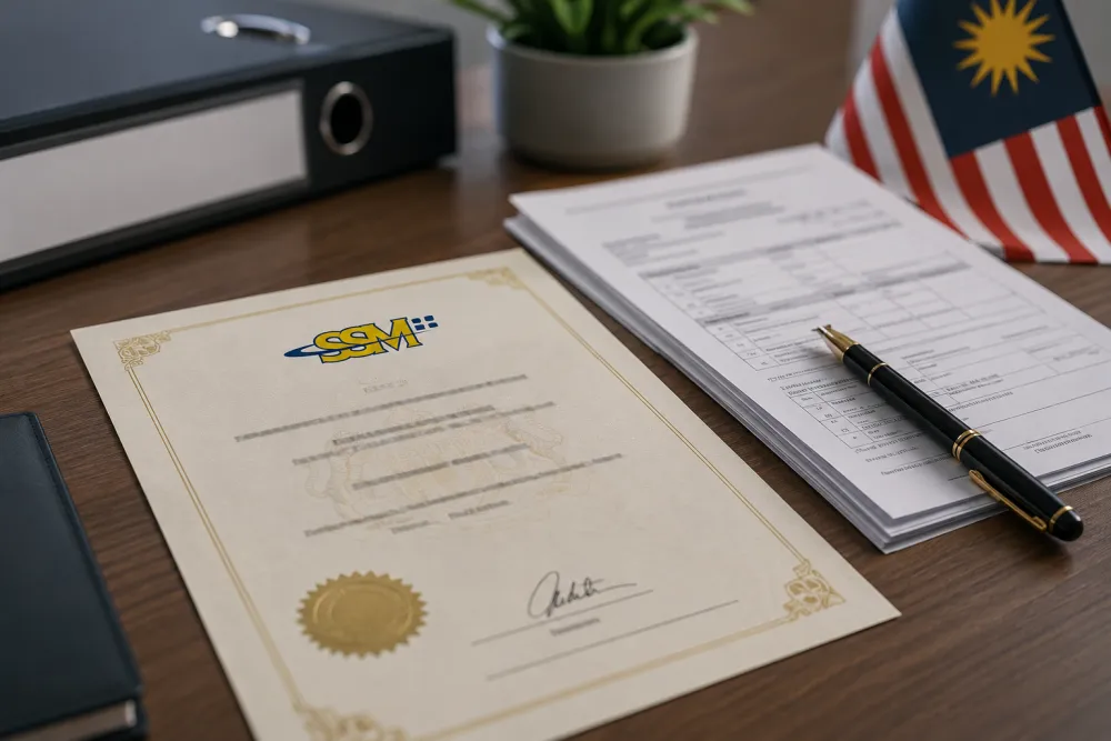 Foreign entrepreneur signing incorporation documents in Malaysia