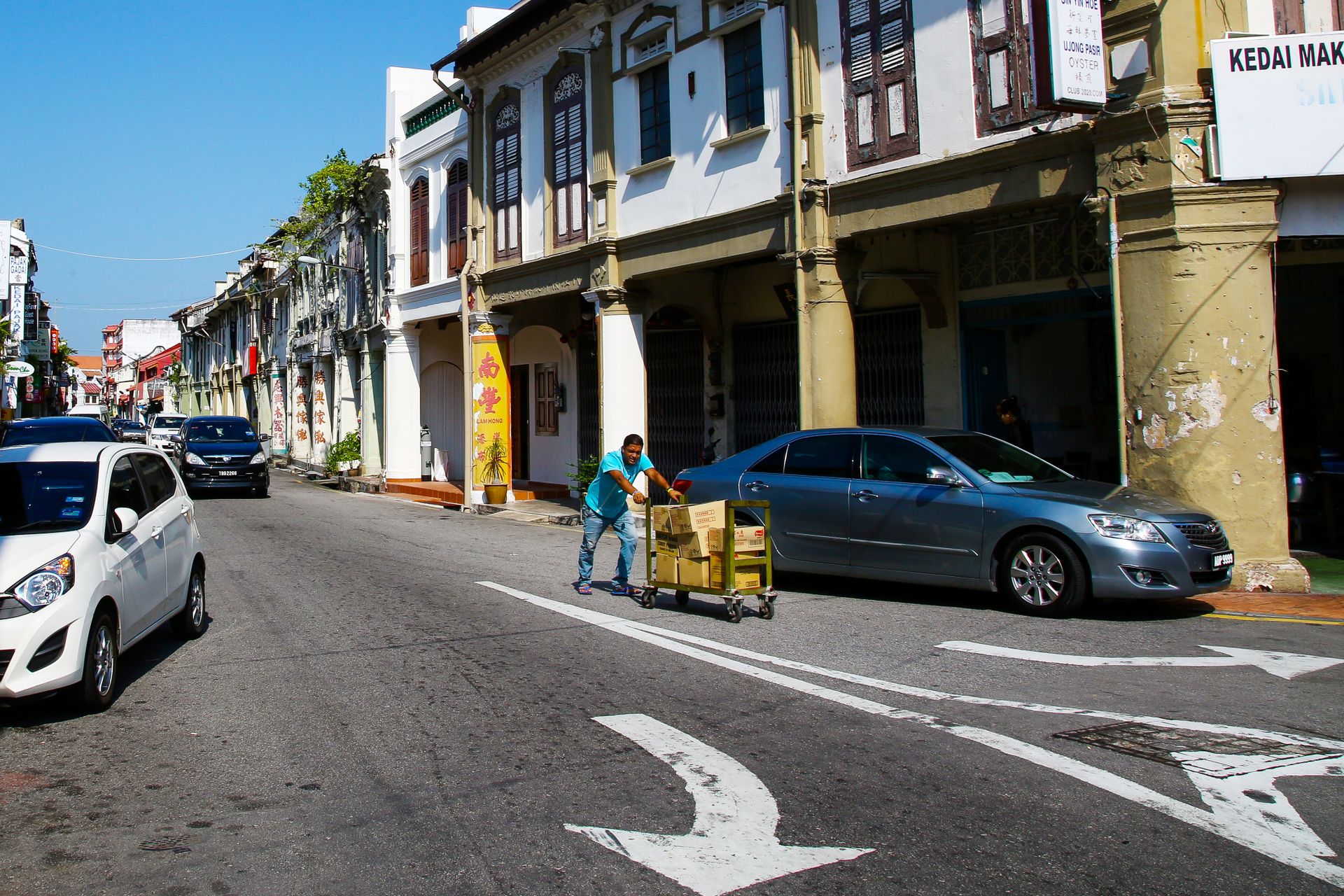 Bâtiment colonial rénové dans le centre historique de Malacca